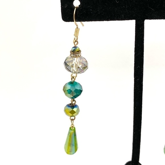 Earrings Artisan Dangles Crystals Drops  3” - Picture 5 of 9